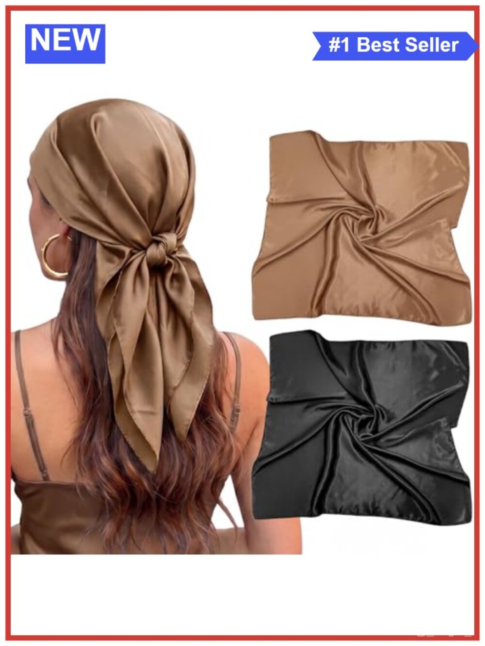Large Square Silk Scarf Head Wrap Hair Scarf 35 inch for Women